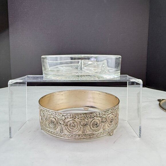 Vintage PNCW Silverplate Covered Divided Glass Relish Tray - Picture 6 of 14